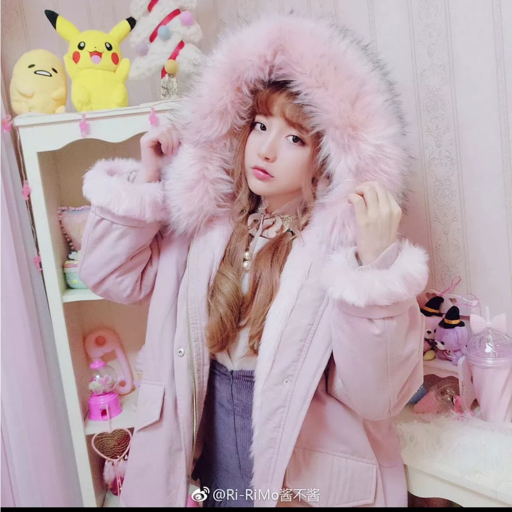 Women's Pink Fur-Trimmed Jacket M